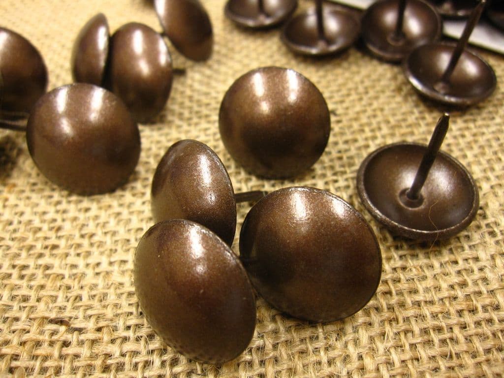 25 LARGE 24mm HEAD UPHOLSTERY NAILS Antique on steel